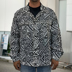 Black And White African Inspired Print Men's Shirt Jacket