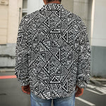 Black And White African Inspired Print Men's Shirt Jacket