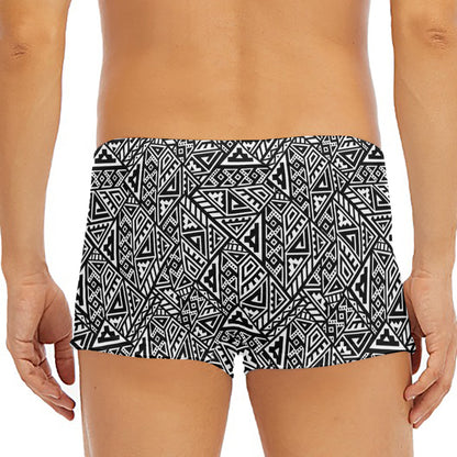 Black And White African Inspired Print Men's Short Boxer Briefs