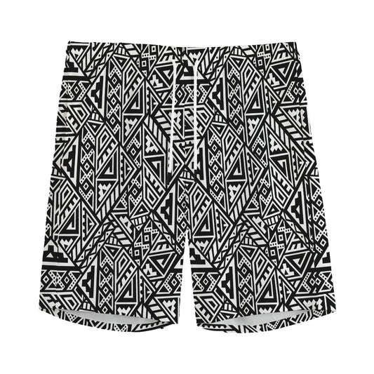 Black And White African Inspired Print Men's Sports Shorts