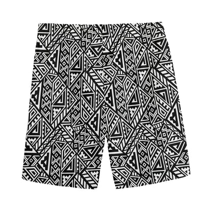 Black And White African Inspired Print Men's Sports Shorts