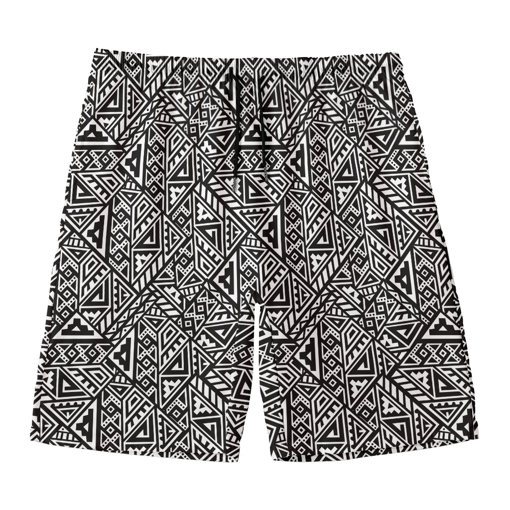 Black And White African Inspired Print Men's Swim Trunks