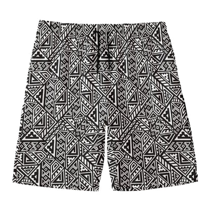Black And White African Inspired Print Men's Swim Trunks
