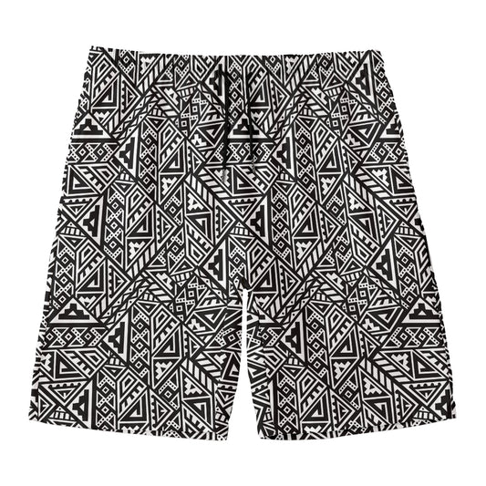 Black And White African Inspired Print Men's Swim Trunks