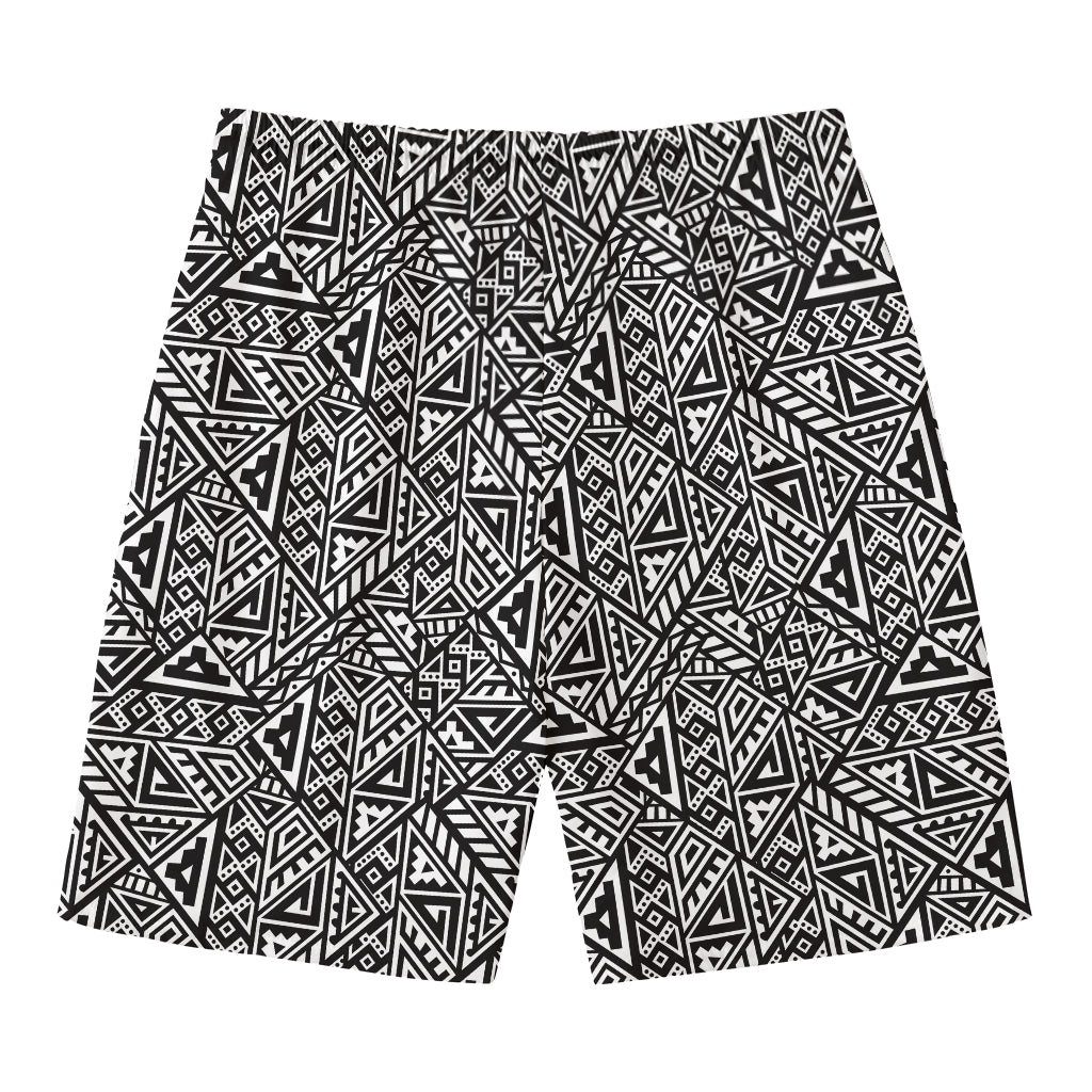Black And White African Inspired Print Men's Swim Trunks