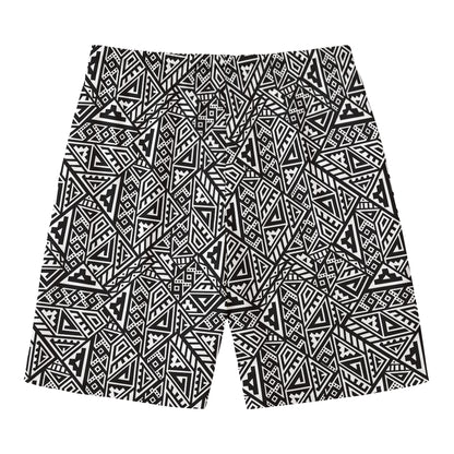 Black And White African Inspired Print Men's Swim Trunks