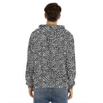 Black And White African Inspired Print Men's Velvet Pullover Hoodie