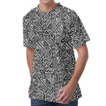 Black And White African Inspired Print Men's Velvet T-Shirt