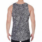 Black And White African Inspired Print Men's Velvet Tank Top