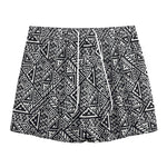 Black And White African Inspired Print Mesh Shorts