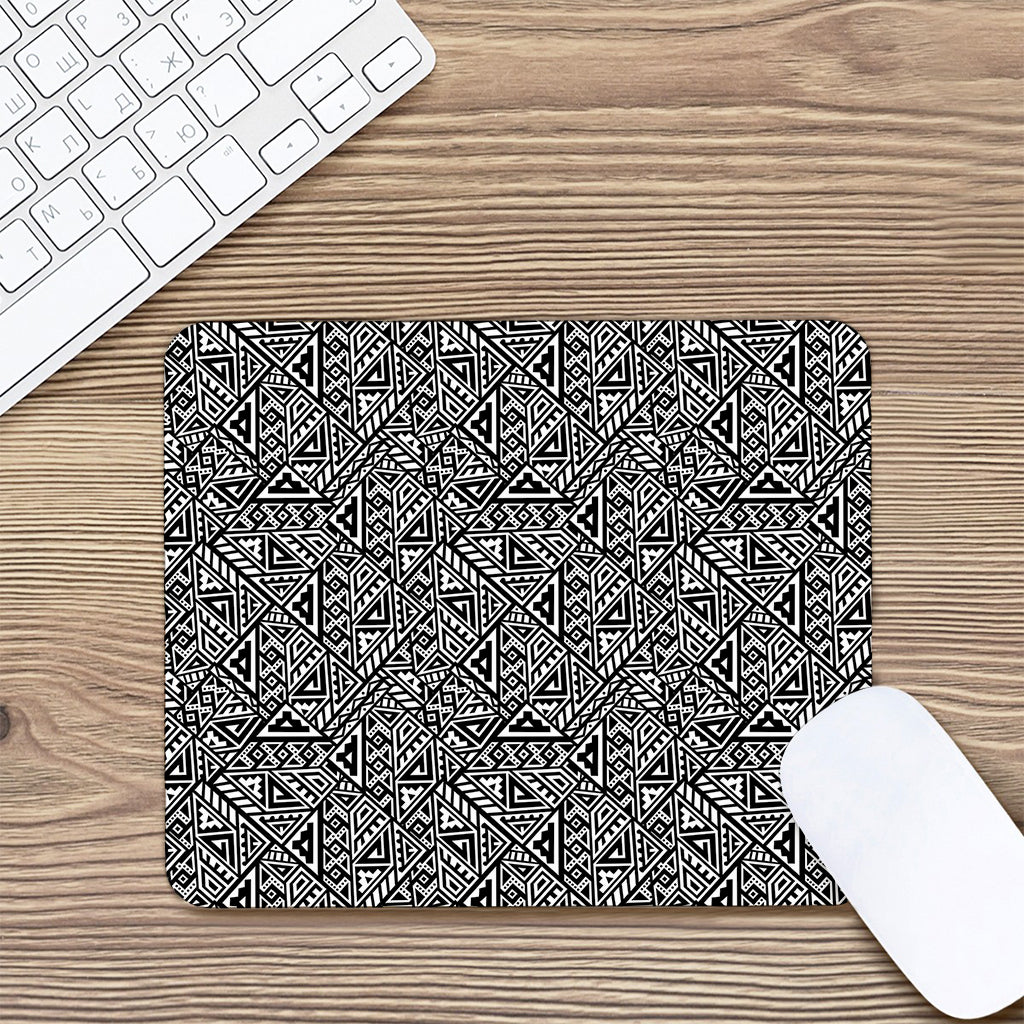 Black And White African Inspired Print Mouse Pad