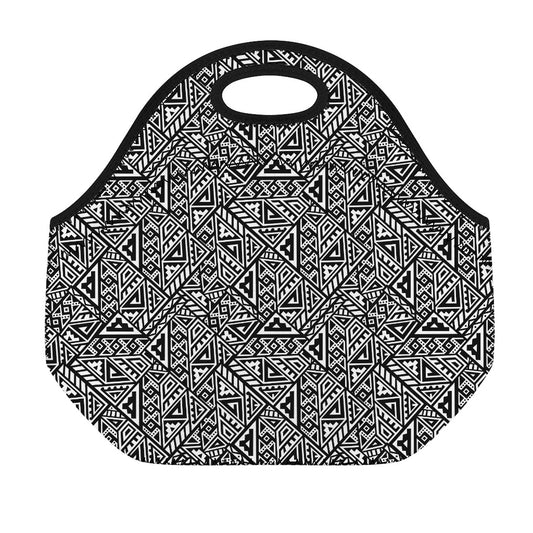 Black And White African Inspired Print Neoprene Lunch Bag