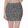 Black And White African Inspired Print Pencil Mini Skirt
