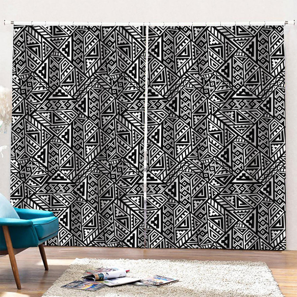 Black And White African Inspired Print Pencil Pleat Curtains