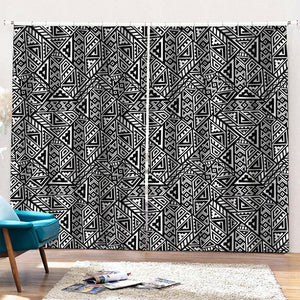 Black And White African Inspired Print Pencil Pleat Curtains