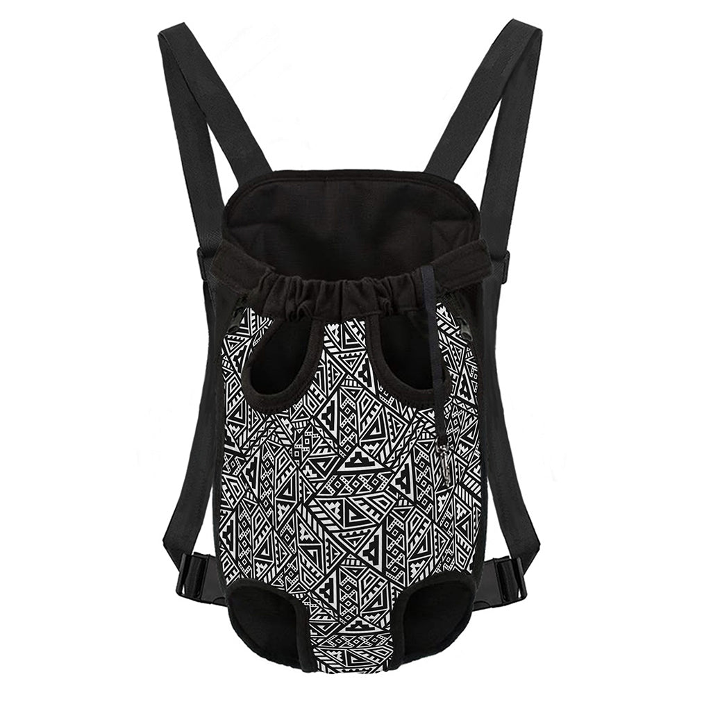 Black And White African Inspired Print Pet Carrier Backpack