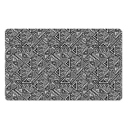 Black And White African Inspired Print Polyester Doormat