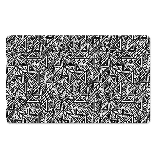 Black And White African Inspired Print Polyester Doormat