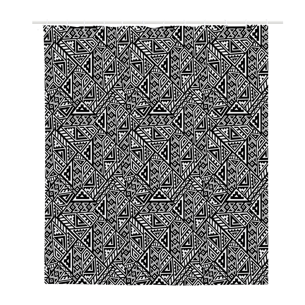 Black And White African Inspired Print Polyester Shower Curtain