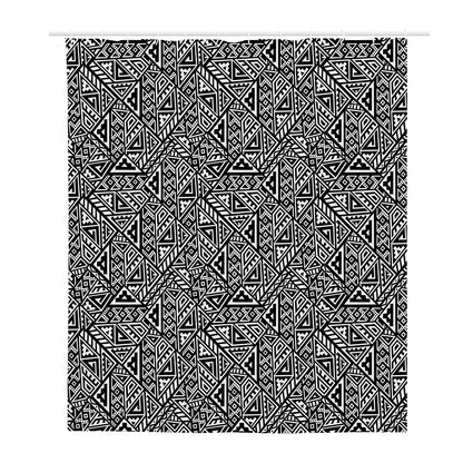 Black And White African Inspired Print Polyester Shower Curtain