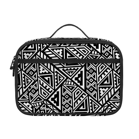Black And White African Inspired Print Portable Lunch Bag