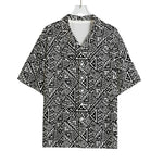 Black And White African Inspired Print Rayon Hawaiian Shirt
