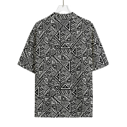 Black And White African Inspired Print Rayon Hawaiian Shirt