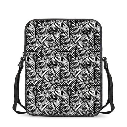 Black And White African Inspired Print Rectangular Crossbody Bag