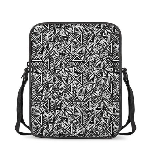 Black And White African Inspired Print Rectangular Crossbody Bag
