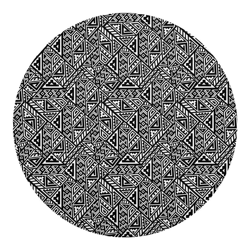Black And White African Inspired Print Round Blanket