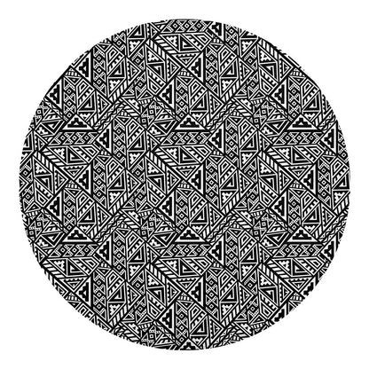 Black And White African Inspired Print Round Blanket