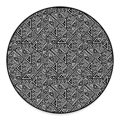 Black And White African Inspired Print Round Floor Mat