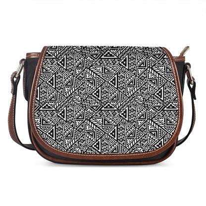 Black And White African Inspired Print Saddle Bag
