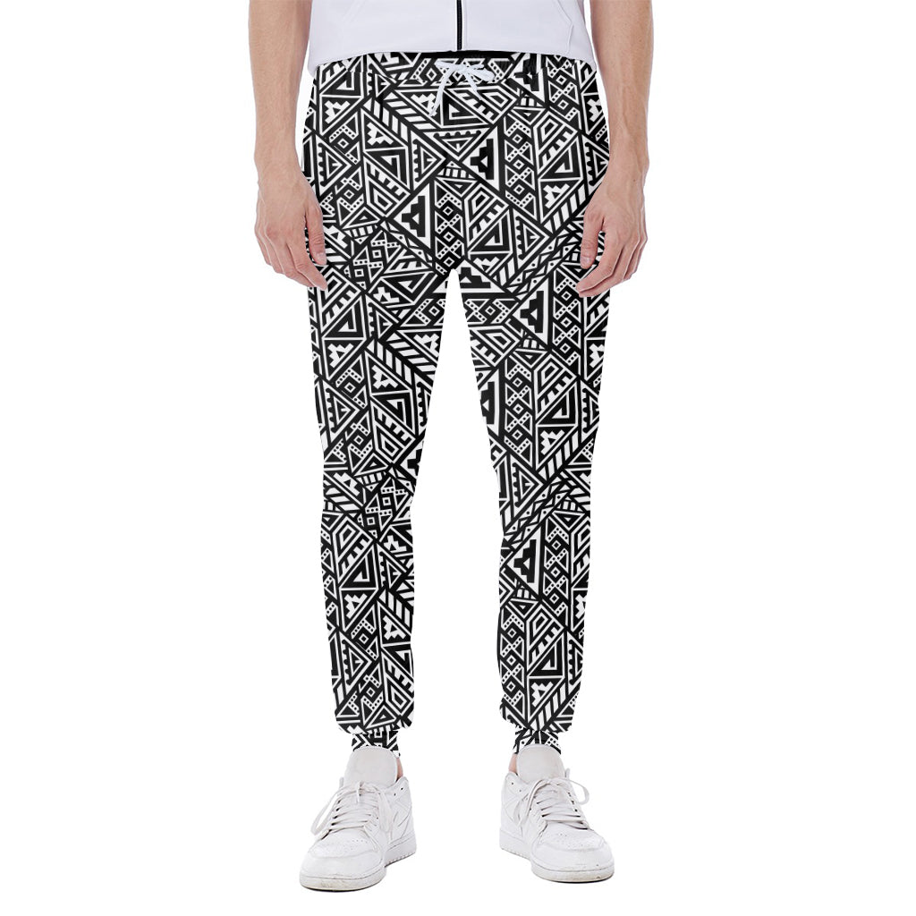 Black And White African Inspired Print Scuba Joggers