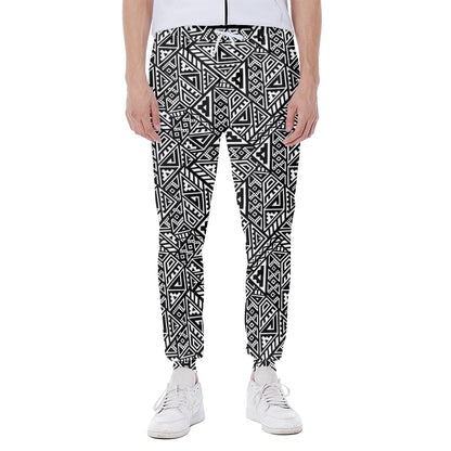 Black And White African Inspired Print Scuba Joggers