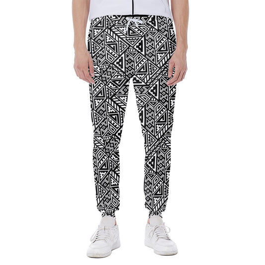 Black And White African Inspired Print Scuba Joggers