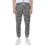 Black And White African Inspired Print Scuba Joggers