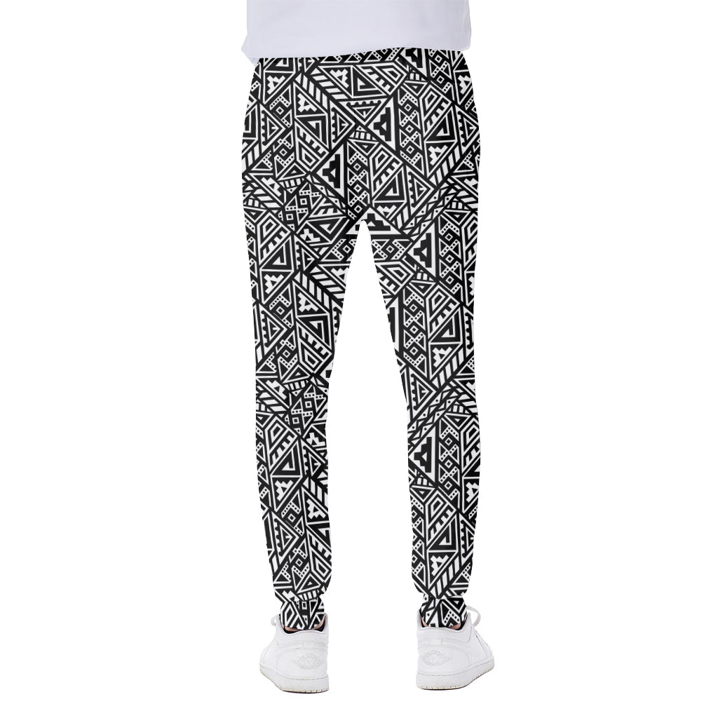 Black And White African Inspired Print Scuba Joggers