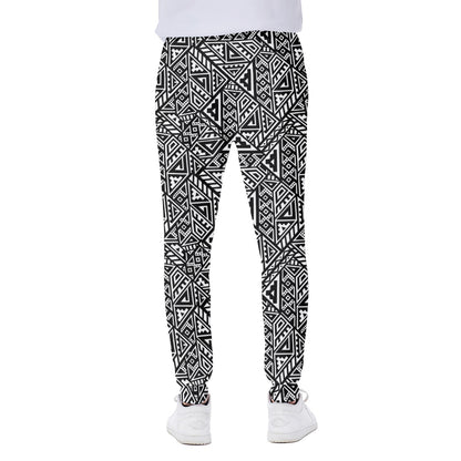 Black And White African Inspired Print Scuba Joggers