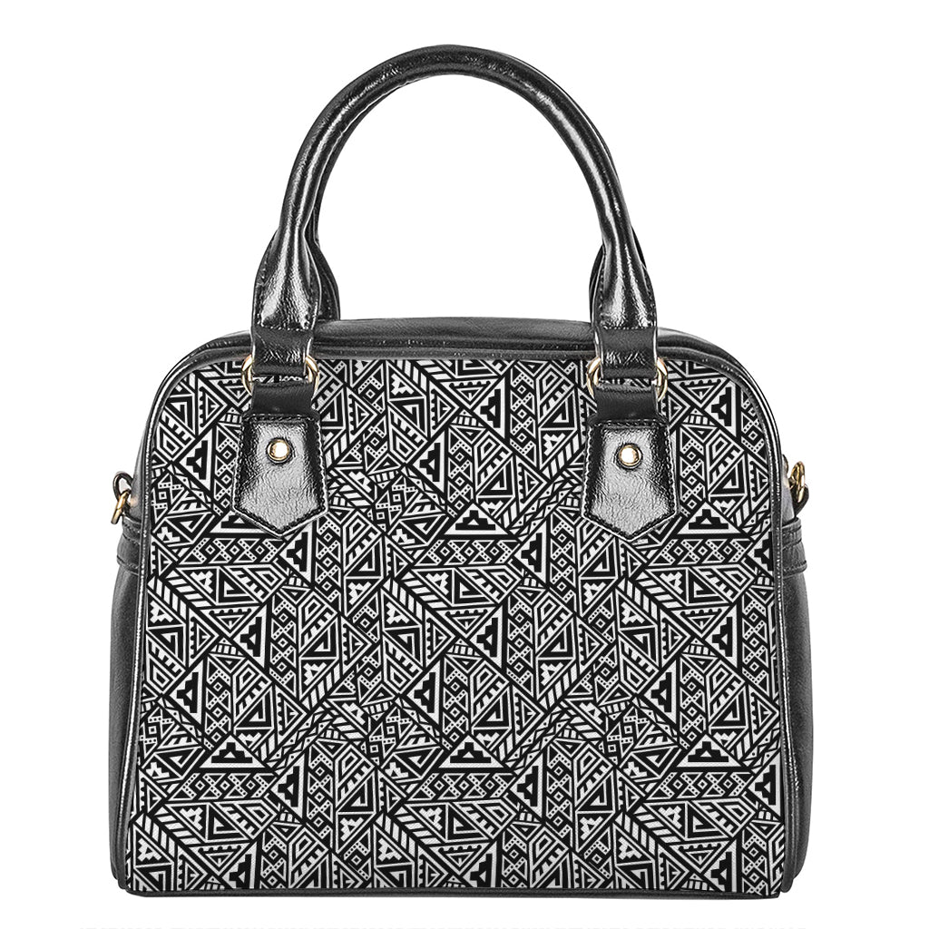 Black And White African Inspired Print Shoulder Handbag