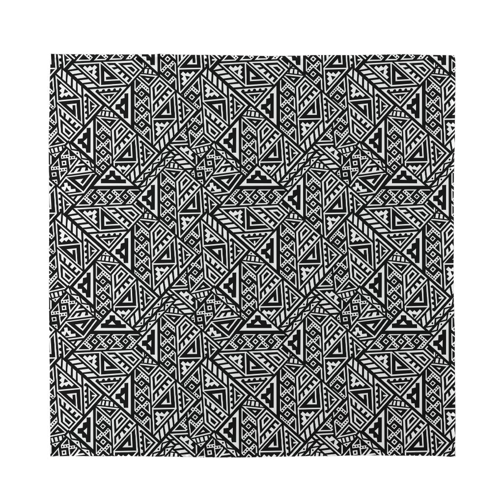 Black And White African Inspired Print Silk Bandana