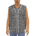 Black And White African Inspired Print Sleeveless Baseball Jersey
