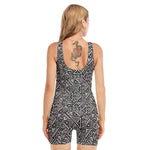 Black And White African Inspired Print Sleeveless One Piece Swimsuit