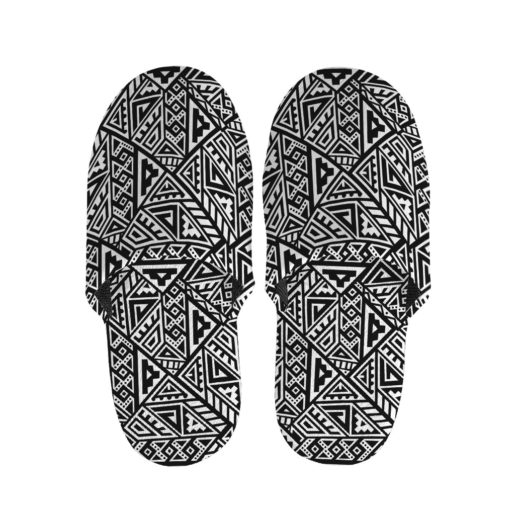 Black And White African Inspired Print Slippers