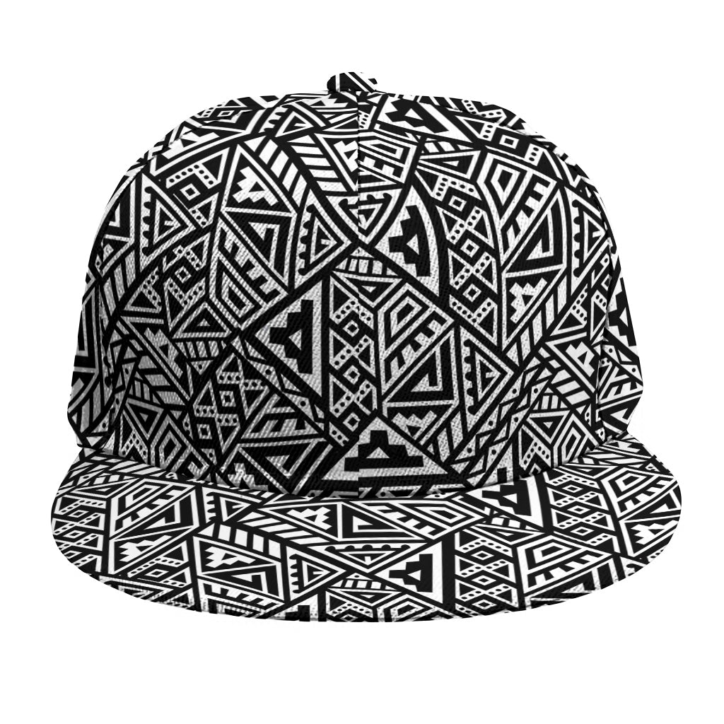 Black And White African Inspired Print Snapback Cap