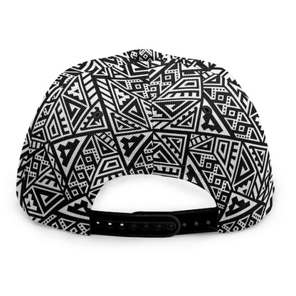 Black And White African Inspired Print Snapback Cap