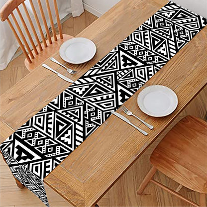 Black And White African Inspired Print Table Runner