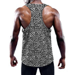 Black And White African Inspired Print Training Tank Top