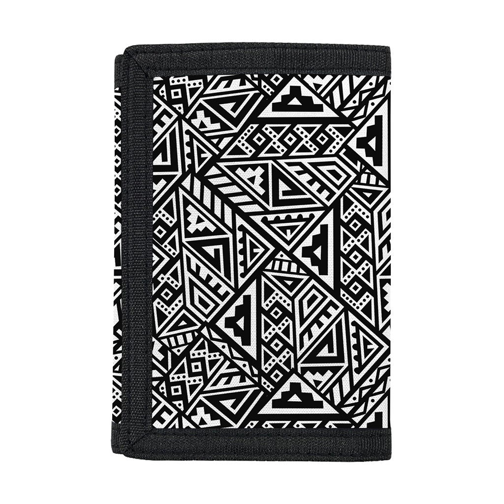 Black And White African Inspired Print Trifold Wallet