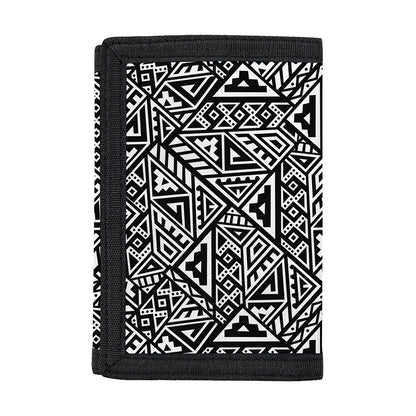 Black And White African Inspired Print Trifold Wallet